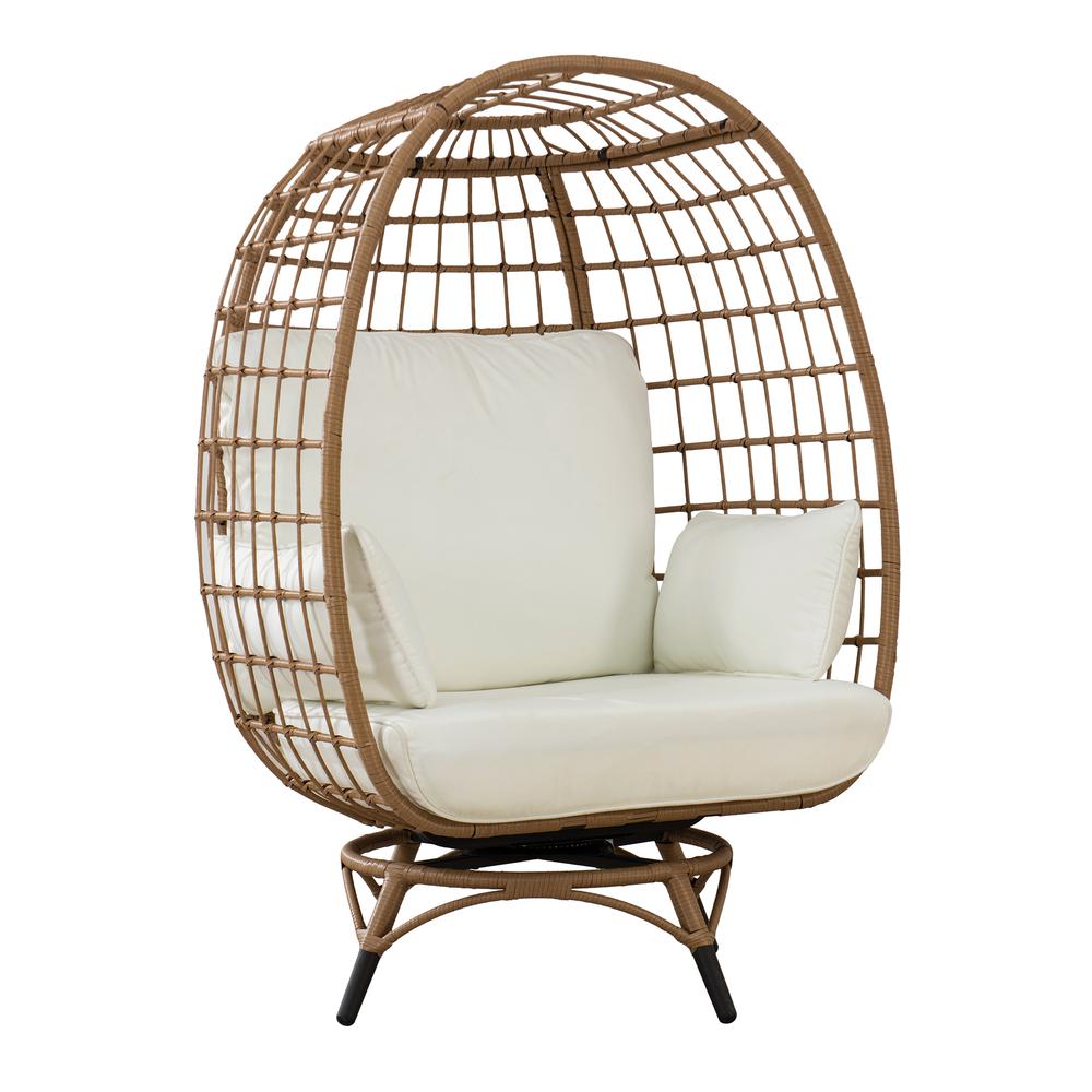 Sunjoy Light Brown Swivel Egg Cuddle Chair. Picture 3