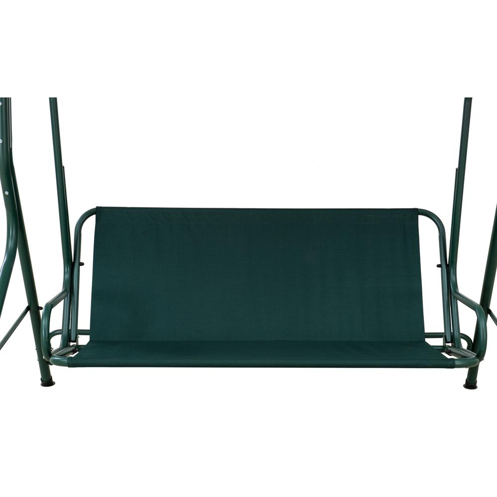 Sunjoy Green and White Covered 2-Seat Swing with Tilt Canopy. Picture 1