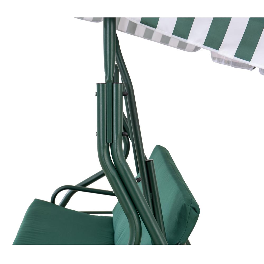 Sunjoy Green and White Covered 2-Seat Swing with Tilt Canopy. Picture 4