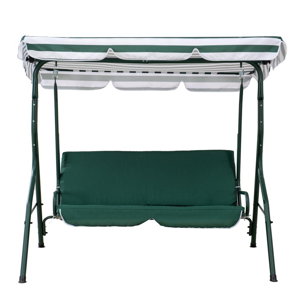 Sunjoy Green and White Covered 2-Seat Swing with Tilt Canopy. Picture 10