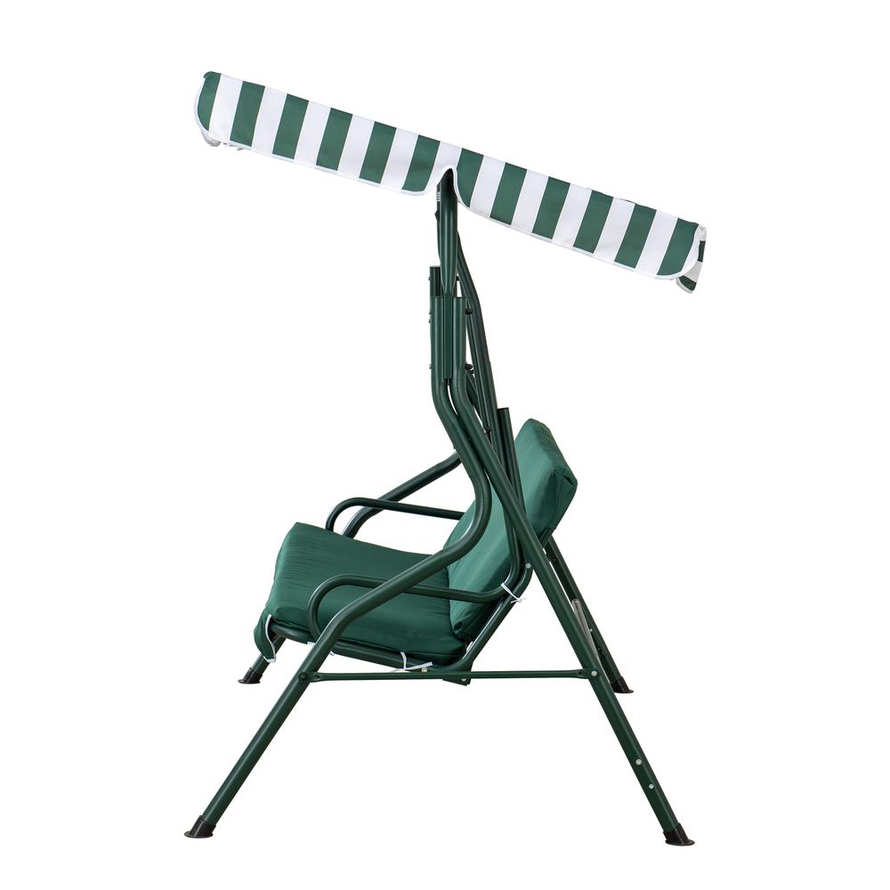 Sunjoy Green and White Covered 2-Seat Swing with Tilt Canopy. Picture 11