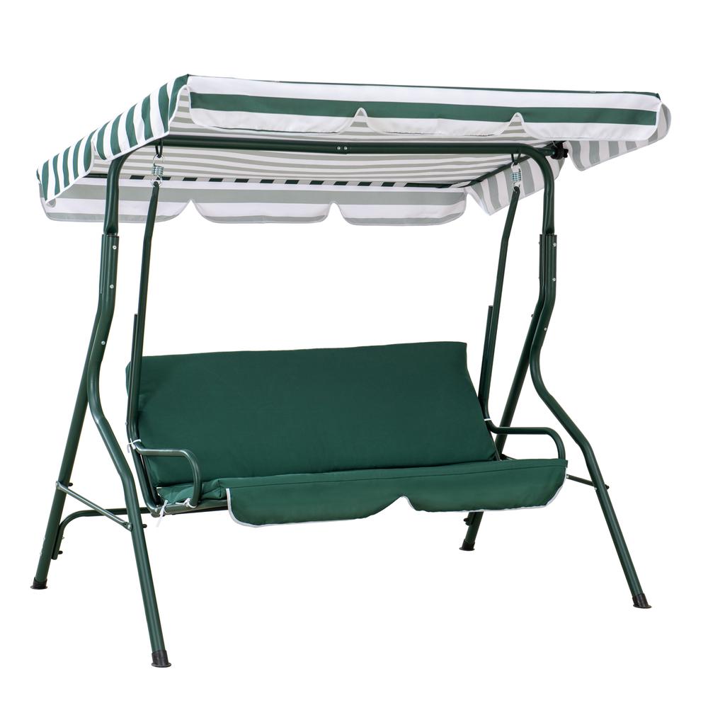 Sunjoy Green and White Covered 2-Seat Swing with Tilt Canopy. Picture 13