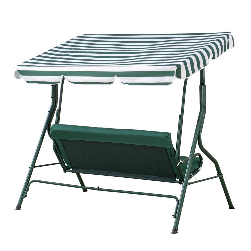 Sunjoy Green and White Covered 2-Seat Swing with Tilt Canopy. Picture 14