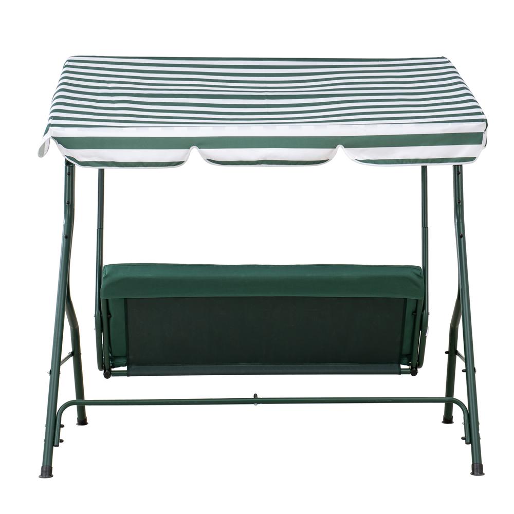 Sunjoy Green and White Covered 2-Seat Swing with Tilt Canopy. Picture 15