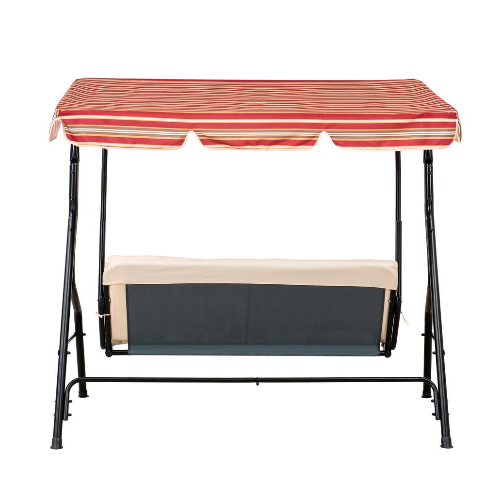 Sunjoy Tan and Red Striped Covered 2 Seatt Swing with Tilt Canopy. Picture 4