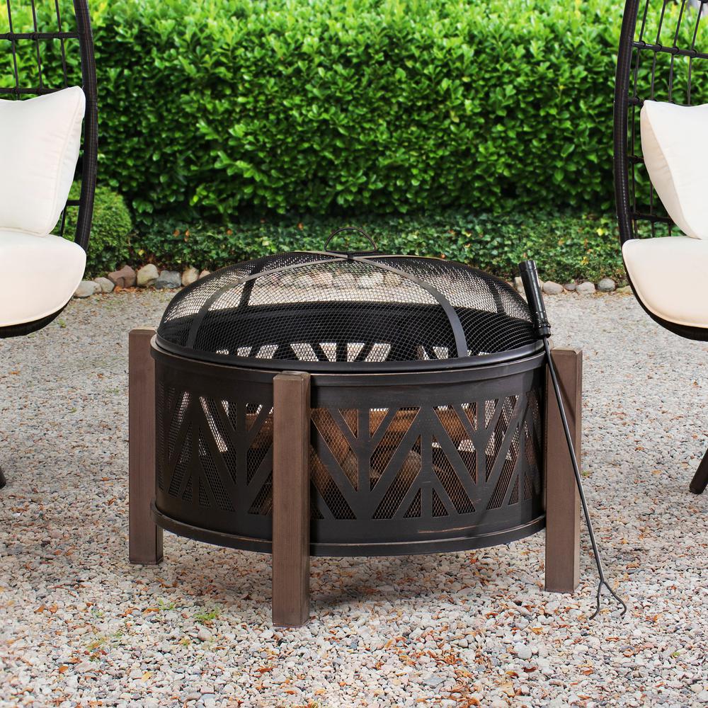 Fire Pit for Outside, Outdoor Steel Wood Burning Fire Pits with Screen. Picture 11