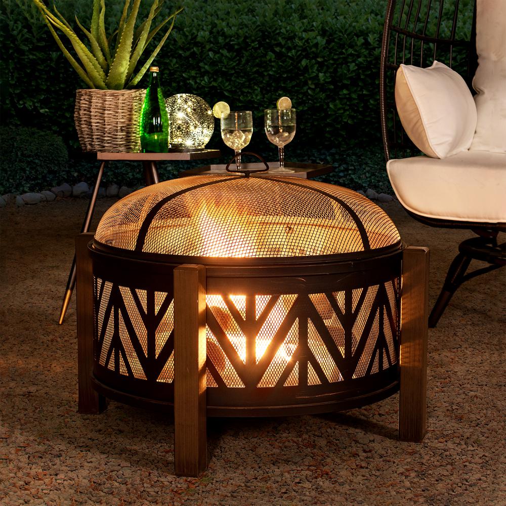 Fire Pit for Outside, Outdoor Steel Wood Burning Fire Pits with Screen. Picture 12