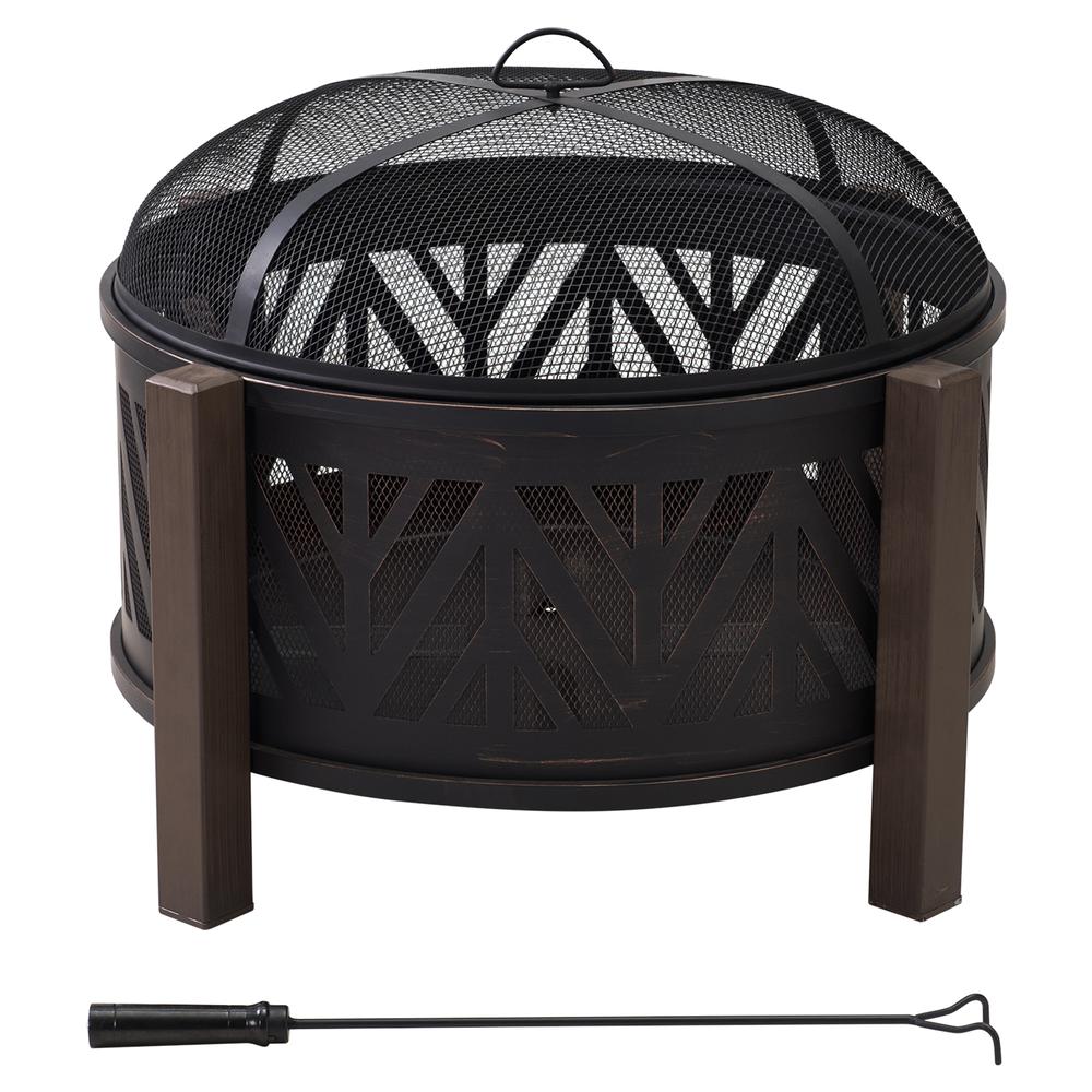 Fire Pit for Outside, Outdoor Steel Wood Burning Fire Pits with Screen. Picture 2