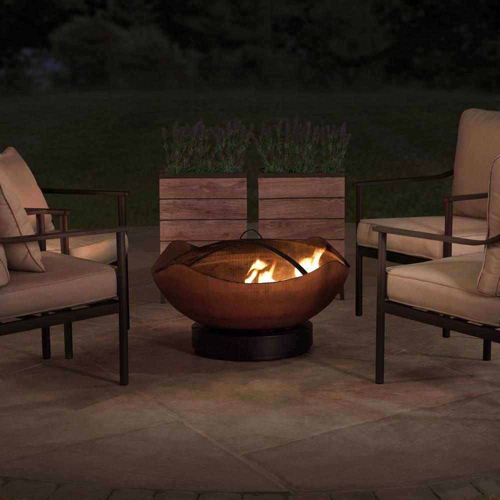 Sunjoy 34" Patio Round Bowl Shaped Copper Wood Burning Steel Fire Pit. Picture 5