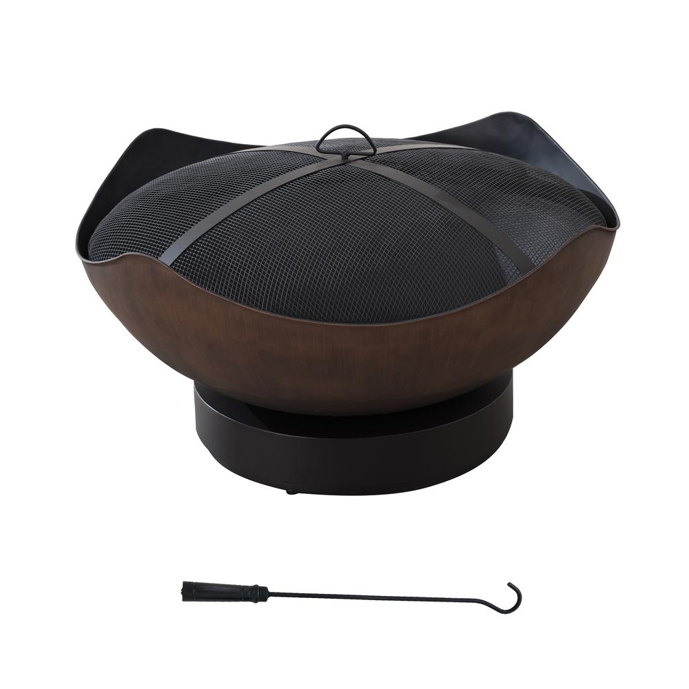 Sunjoy 34" Patio Round Bowl Shaped Copper Wood Burning Steel Fire Pit. Picture 6