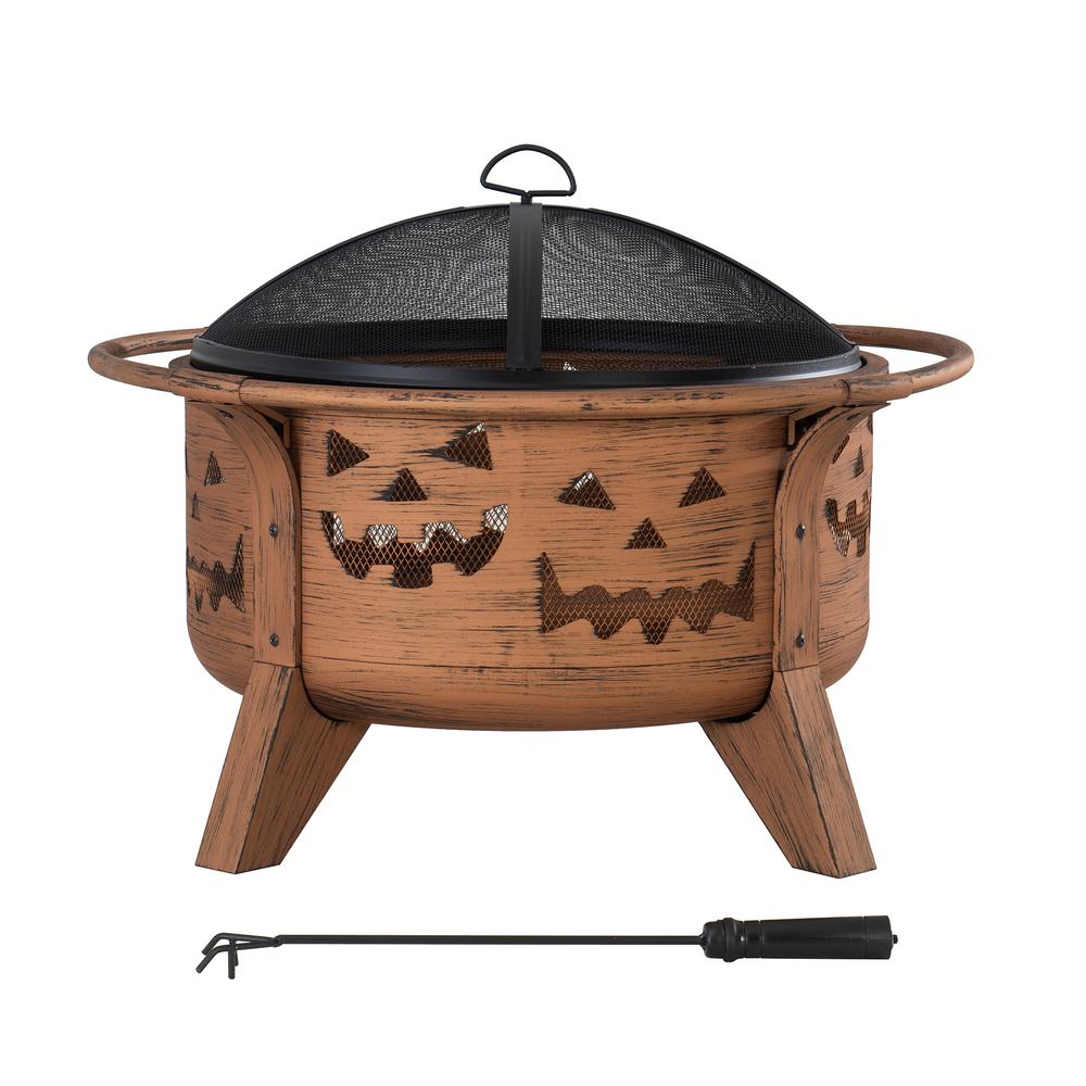 Sunjoy 30 in. Patio Round Steel Firepi Fire Pits with Spark Screen and Poker. Picture 1