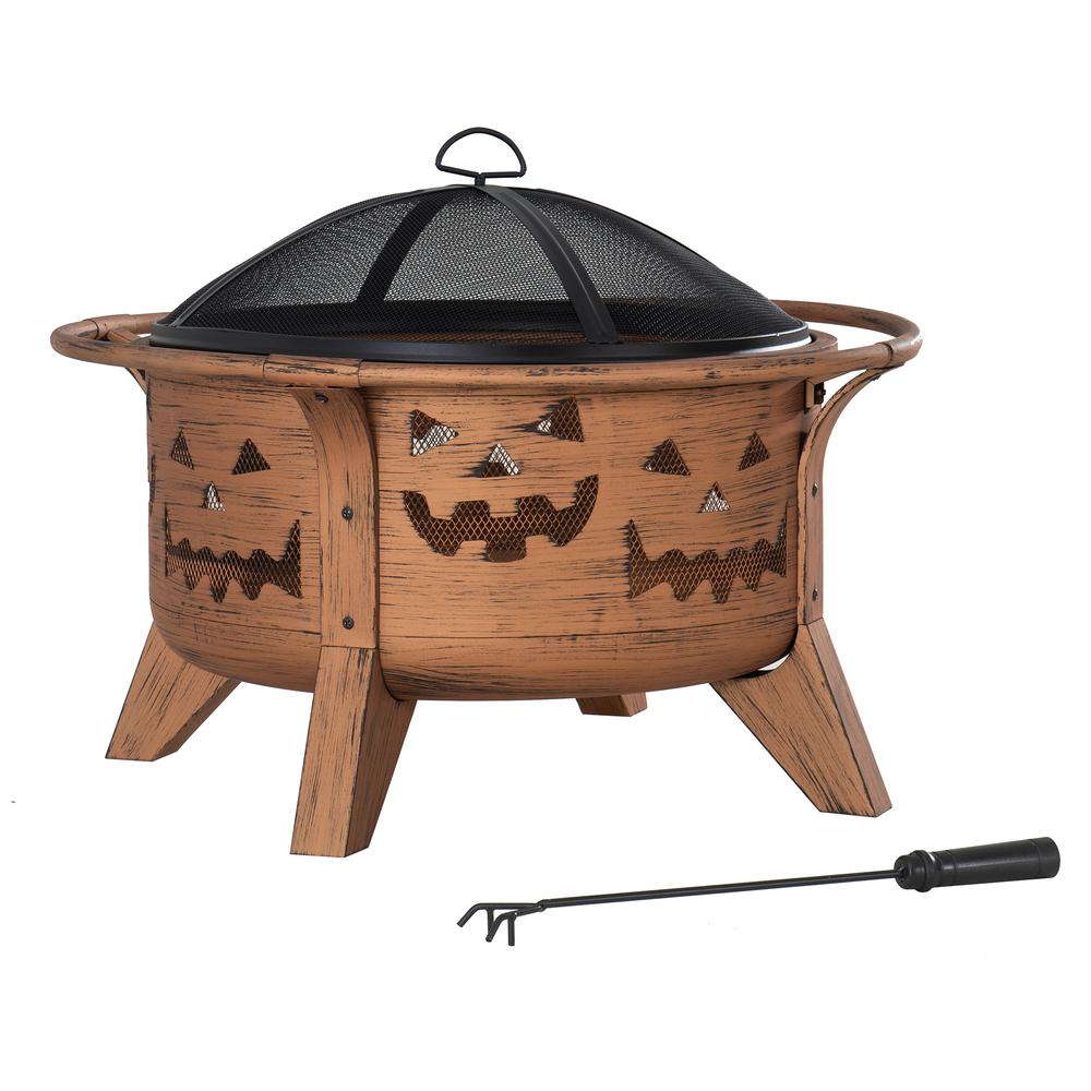 Sunjoy 30 in. Patio Round Steel Firepi Fire Pits with Spark Screen and Poker. Picture 2