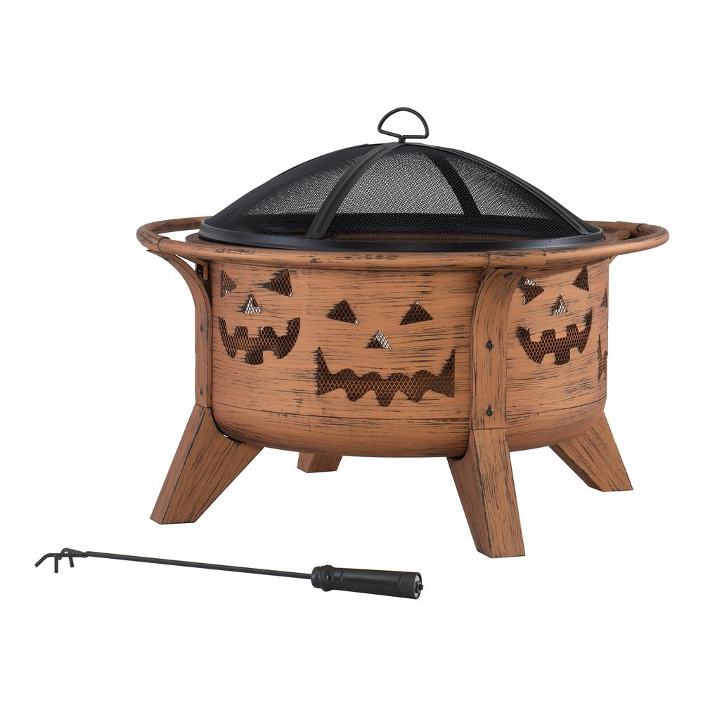 Sunjoy 30 in. Patio Round Steel Firepi Fire Pits with Spark Screen and Poker. Picture 3