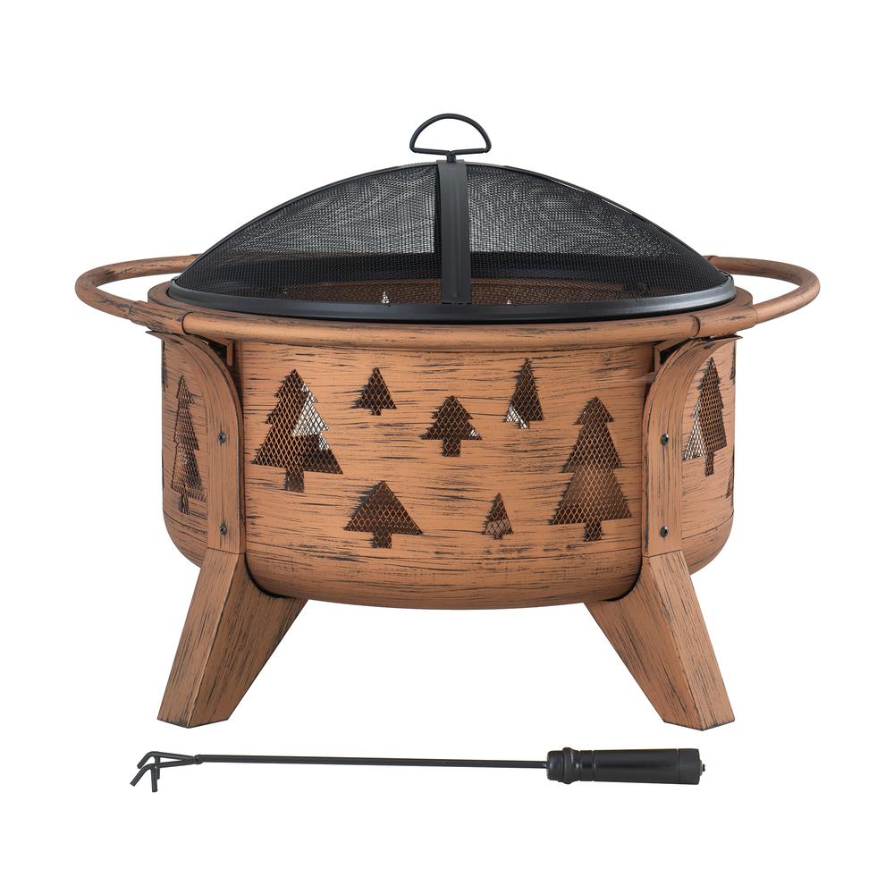 Outdoor Wood-Burning Fire Pit, Patio Tree Motif Steel Firepit Large Fire Pits. Picture 1