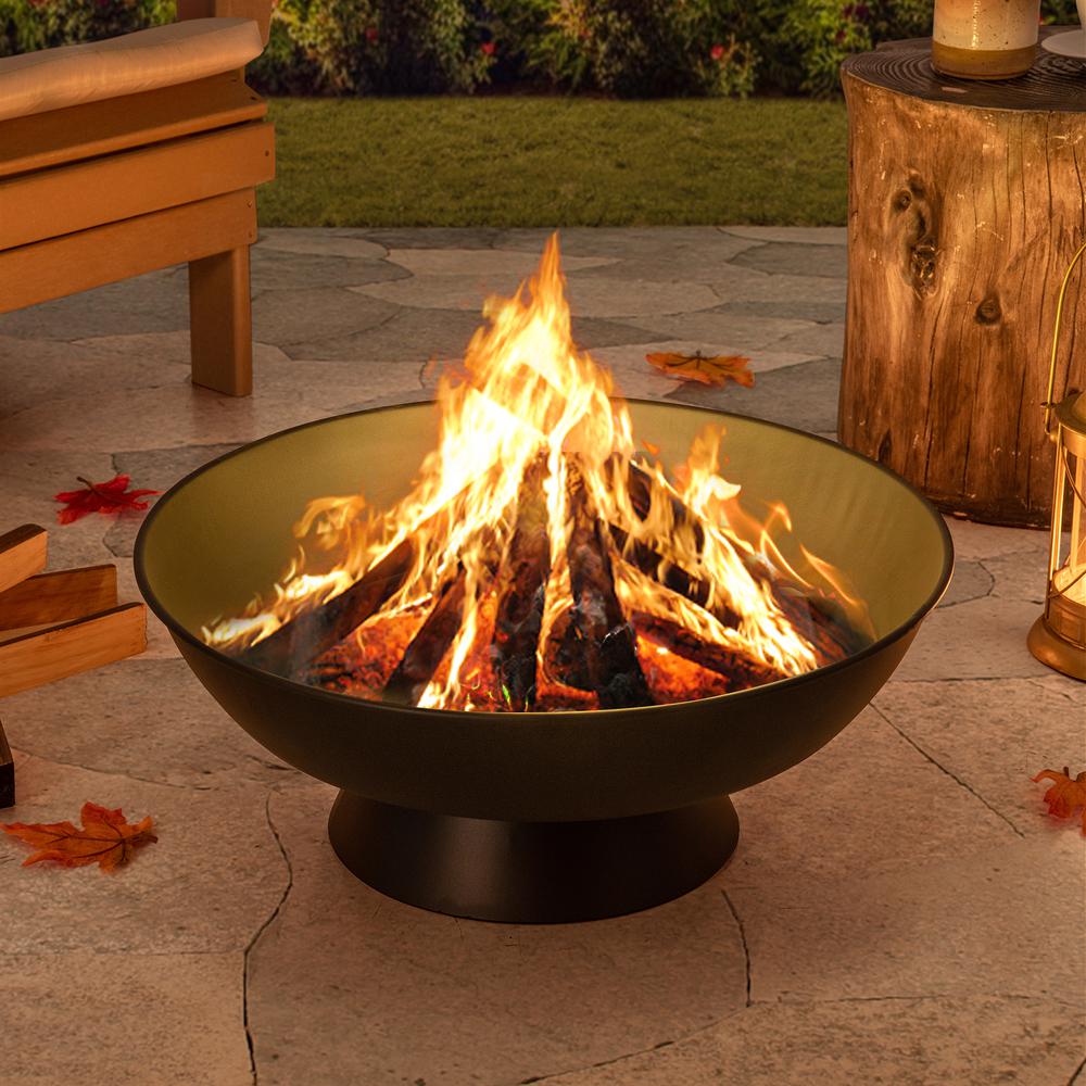 22" Black Steel Round Wood Burning Fire Pit - Enhance Your Outdoor Experience!. Picture 4