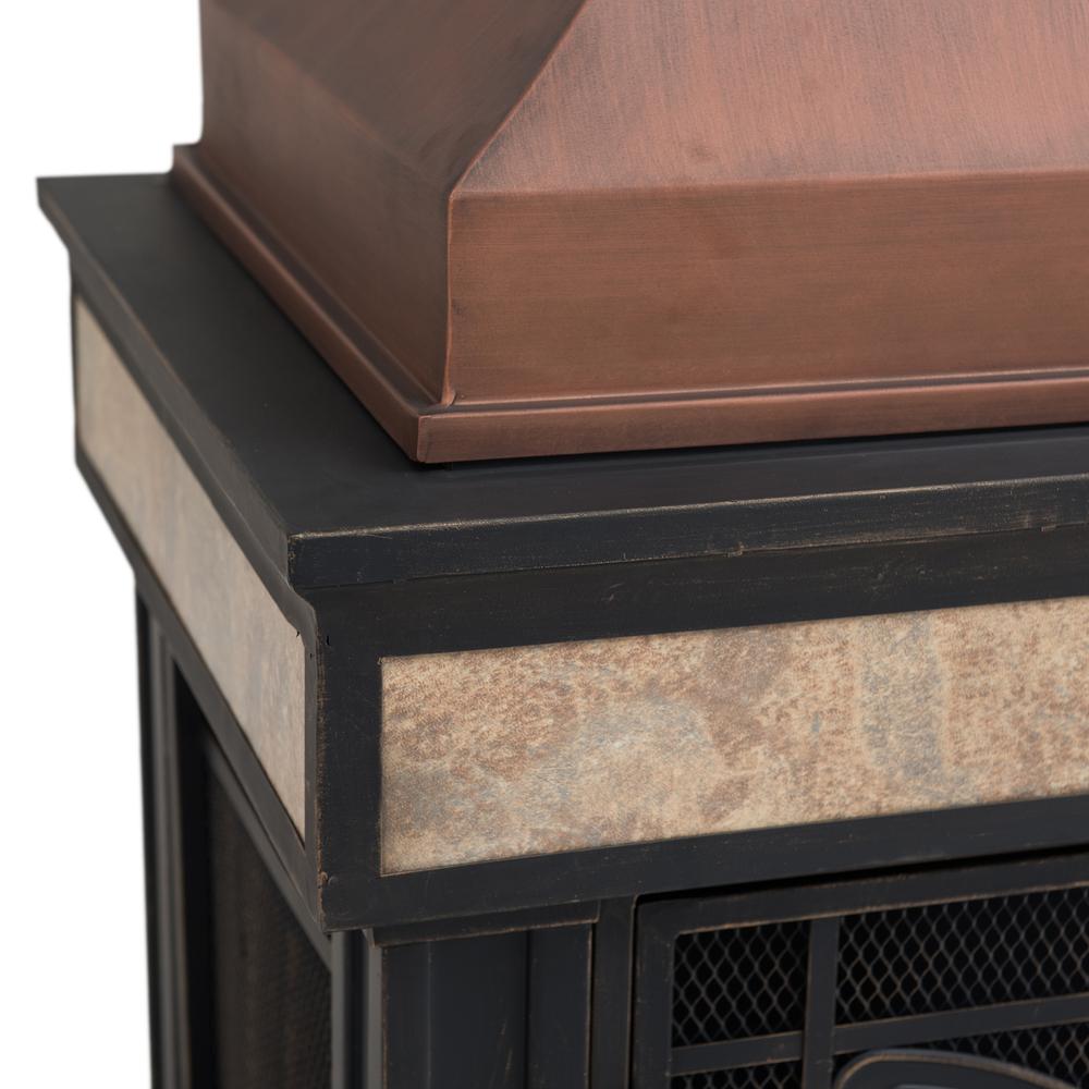 Smith Collection Outdoor Patio Wood Burning Steel Fireplace with Chimney. Picture 8