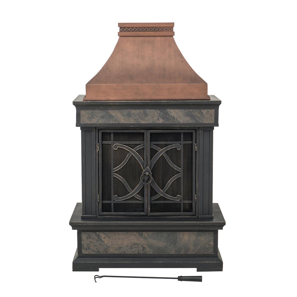 Sunjoy Heirloom Slate Wood Burning Fireplace - Copper. Picture 15