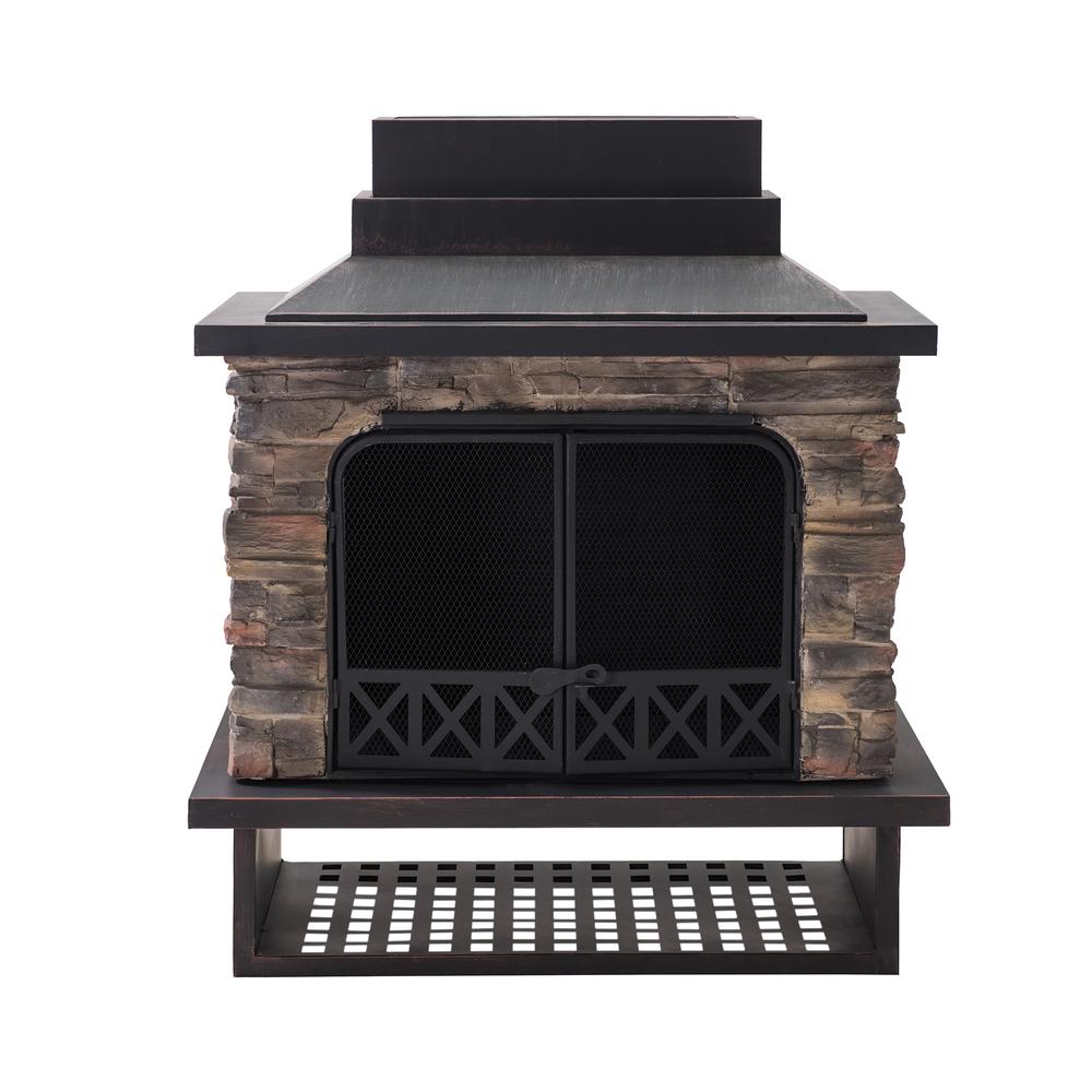 Sunjoy Patio Heavy Duty Wood Burning Fireplace with Steel Chimney. Picture 1