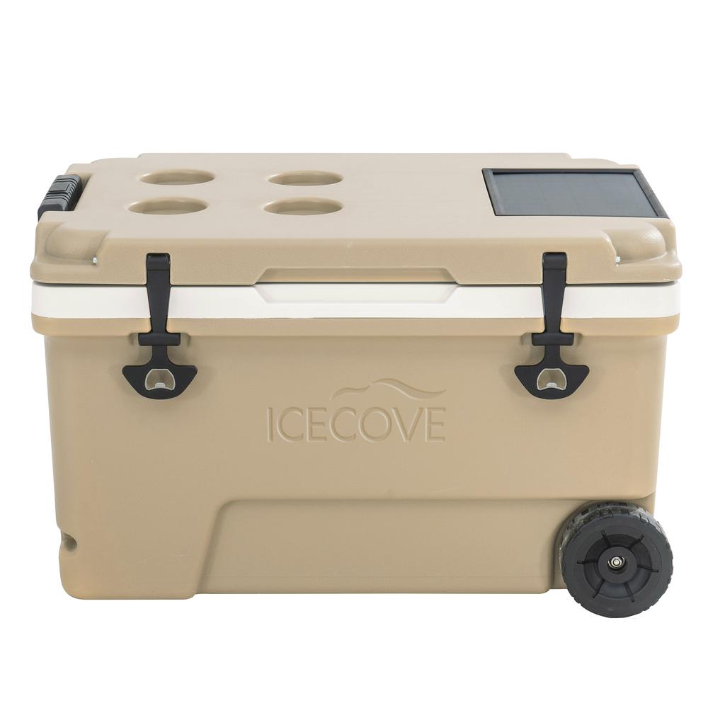 60-Quart Insulated Portable Rolling Ice Chest Solar Cooler with Wheels. Picture 21