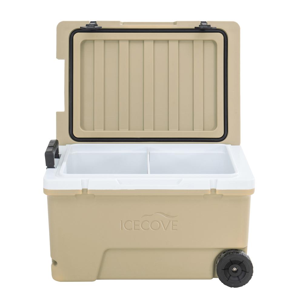 60-Quart Insulated Portable Rolling Ice Chest Solar Cooler with Wheels. Picture 23
