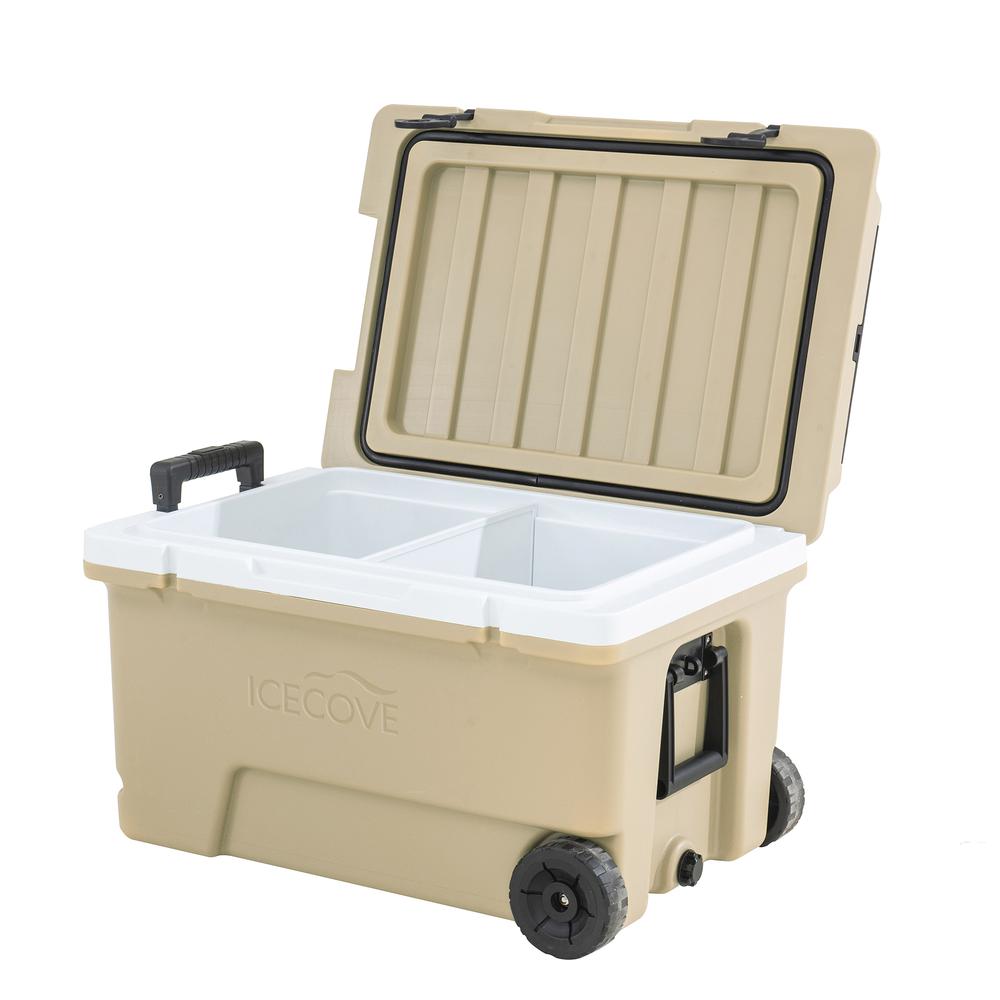 60-Quart Insulated Portable Rolling Ice Chest Solar Cooler with Wheels. Picture 24