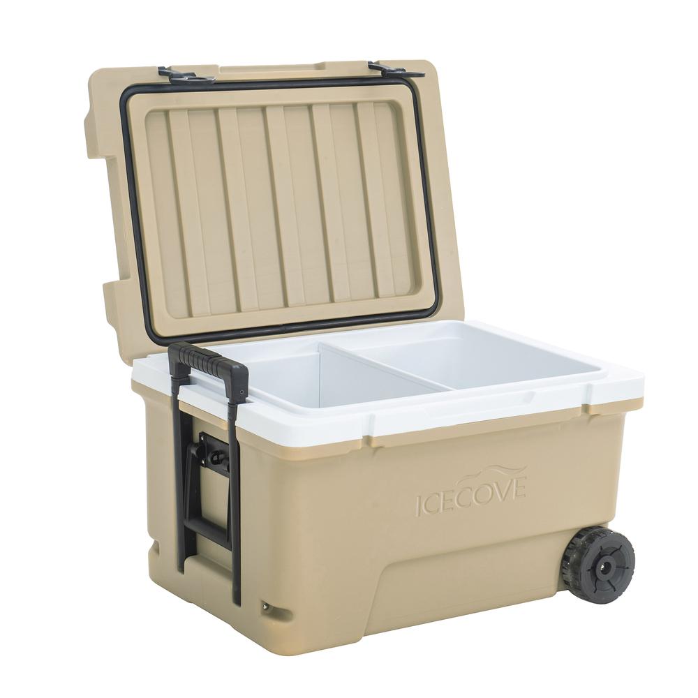 60-Quart Insulated Portable Rolling Ice Chest Solar Cooler with Wheels. Picture 25