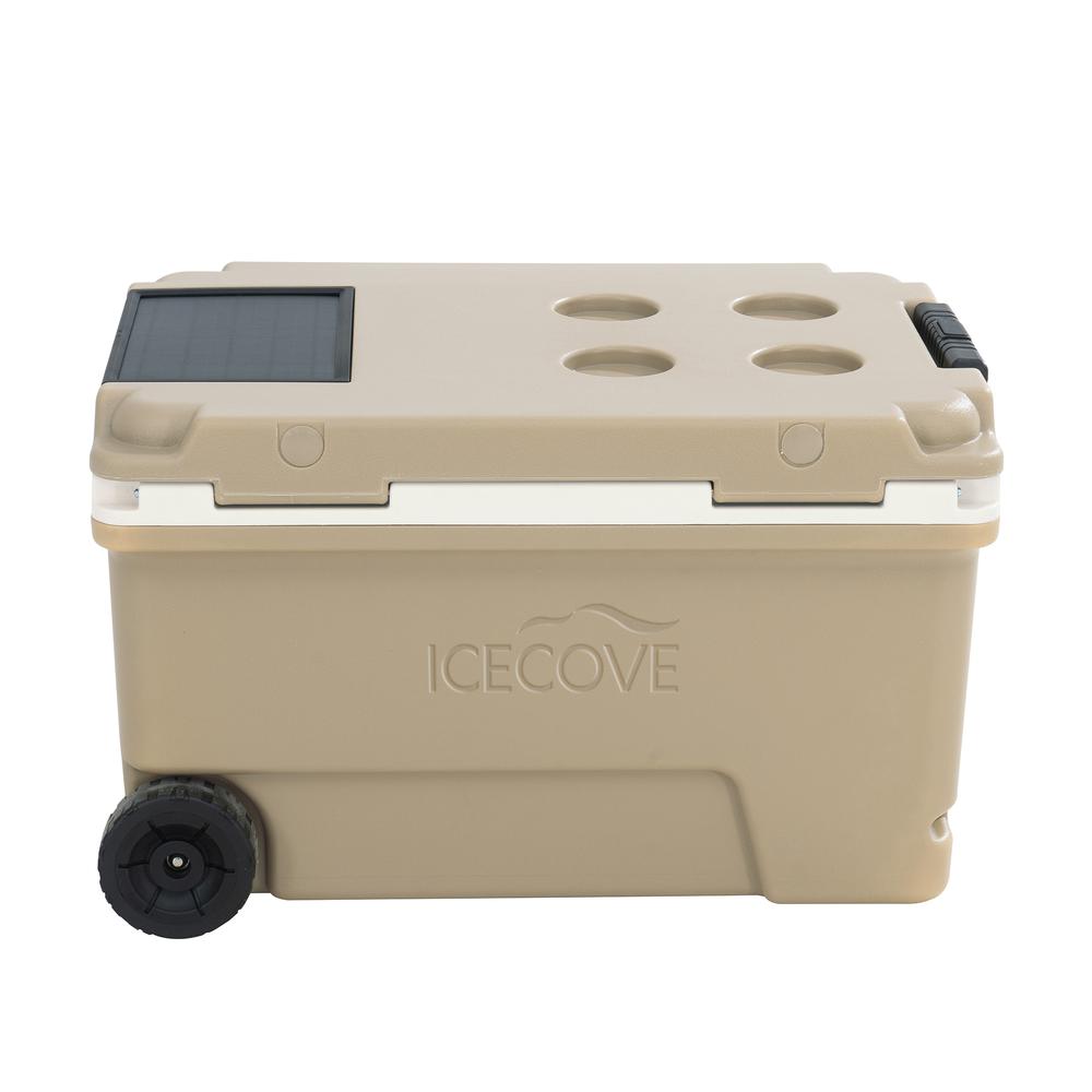 60-Quart Insulated Portable Rolling Ice Chest Solar Cooler with Wheels. Picture 9