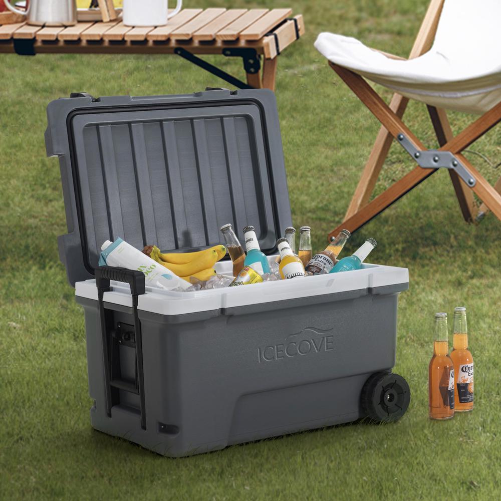 Louie 60-Quart Insulated Portable Rolling Ice Chest Solar Cooler with Wheels. Picture 18