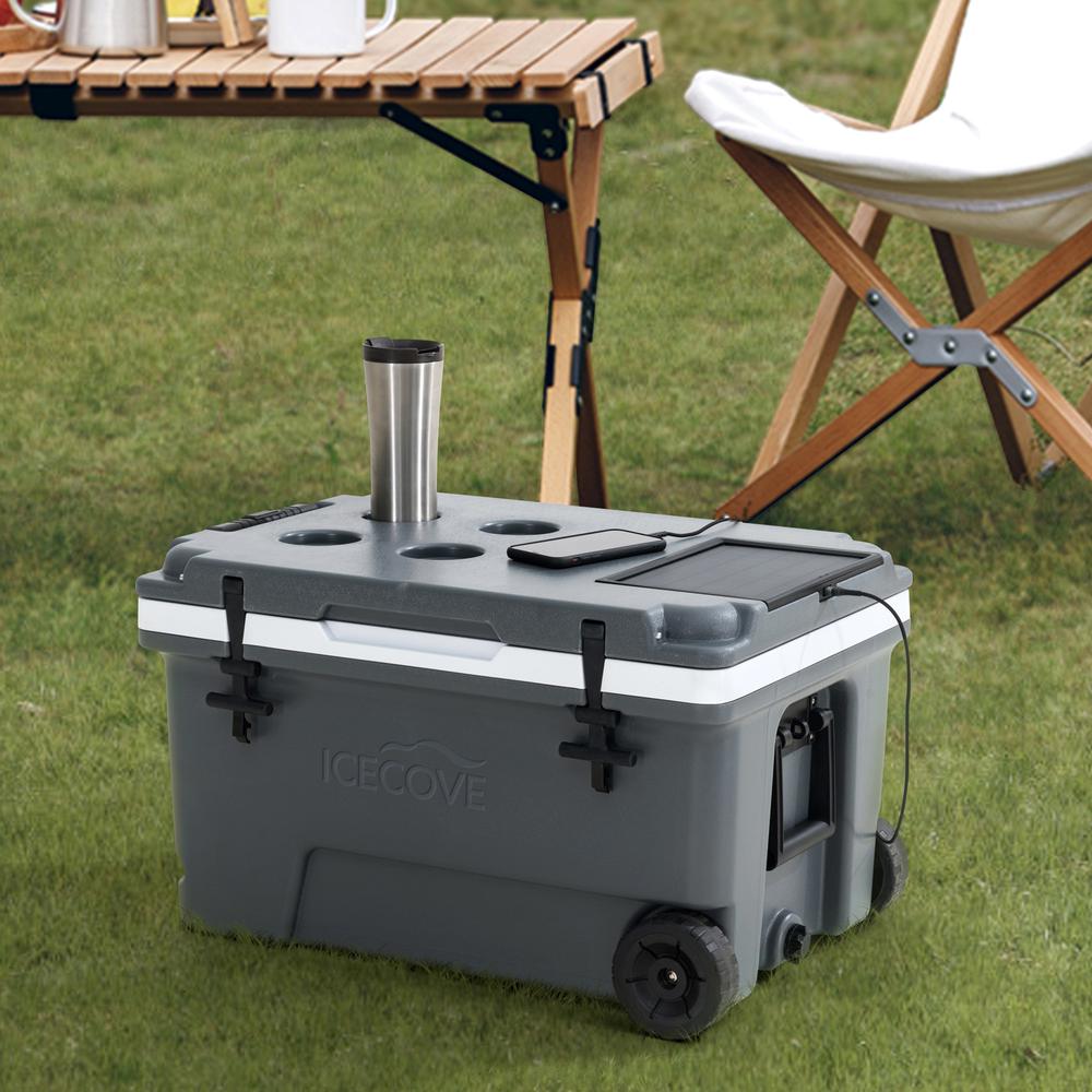Louie 60-Quart Insulated Portable Rolling Ice Chest Solar Cooler with Wheels. Picture 19