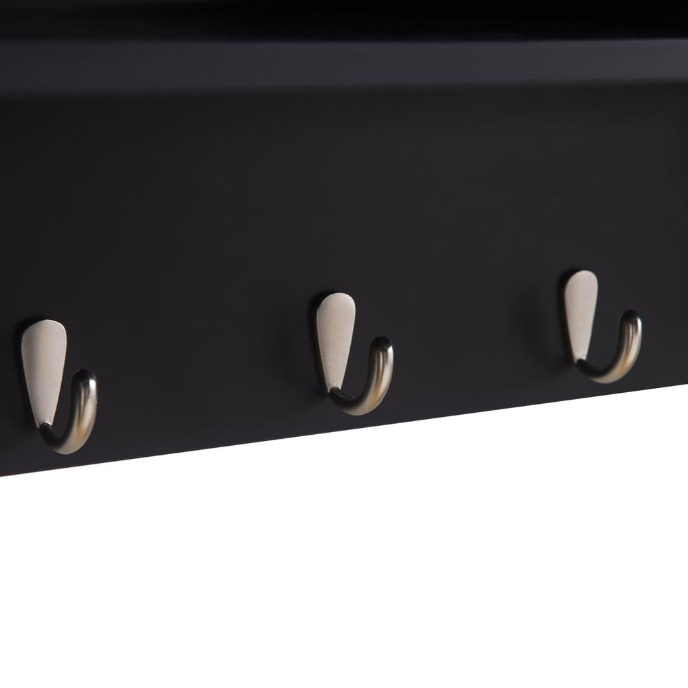 Sunjoy Black Hanging Storage Wall Shelf with Hooks. Picture 4