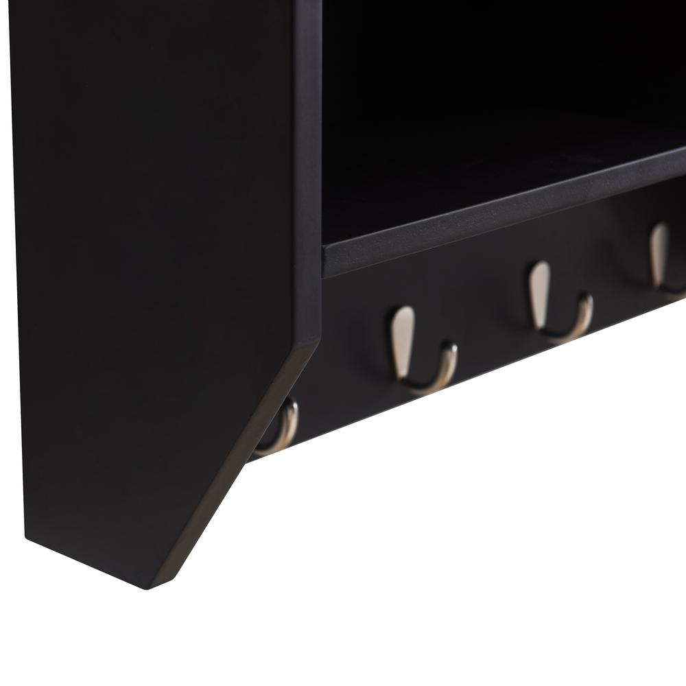 Sunjoy Black Hanging Storage Wall Shelf with Hooks. Picture 5