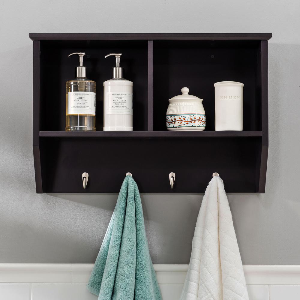 Sunjoy Black Hanging Storage Wall Shelf with Hooks. Picture 7