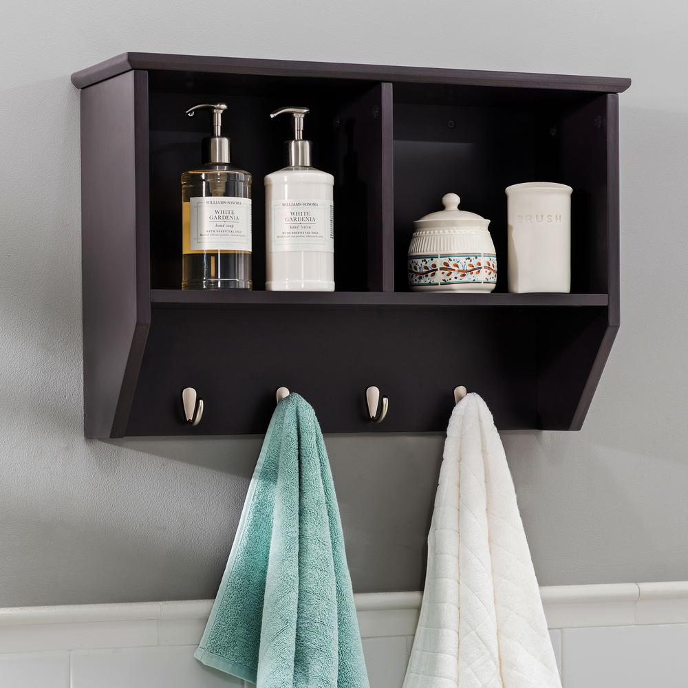 Sunjoy Black Hanging Storage Wall Shelf with Hooks. Picture 8