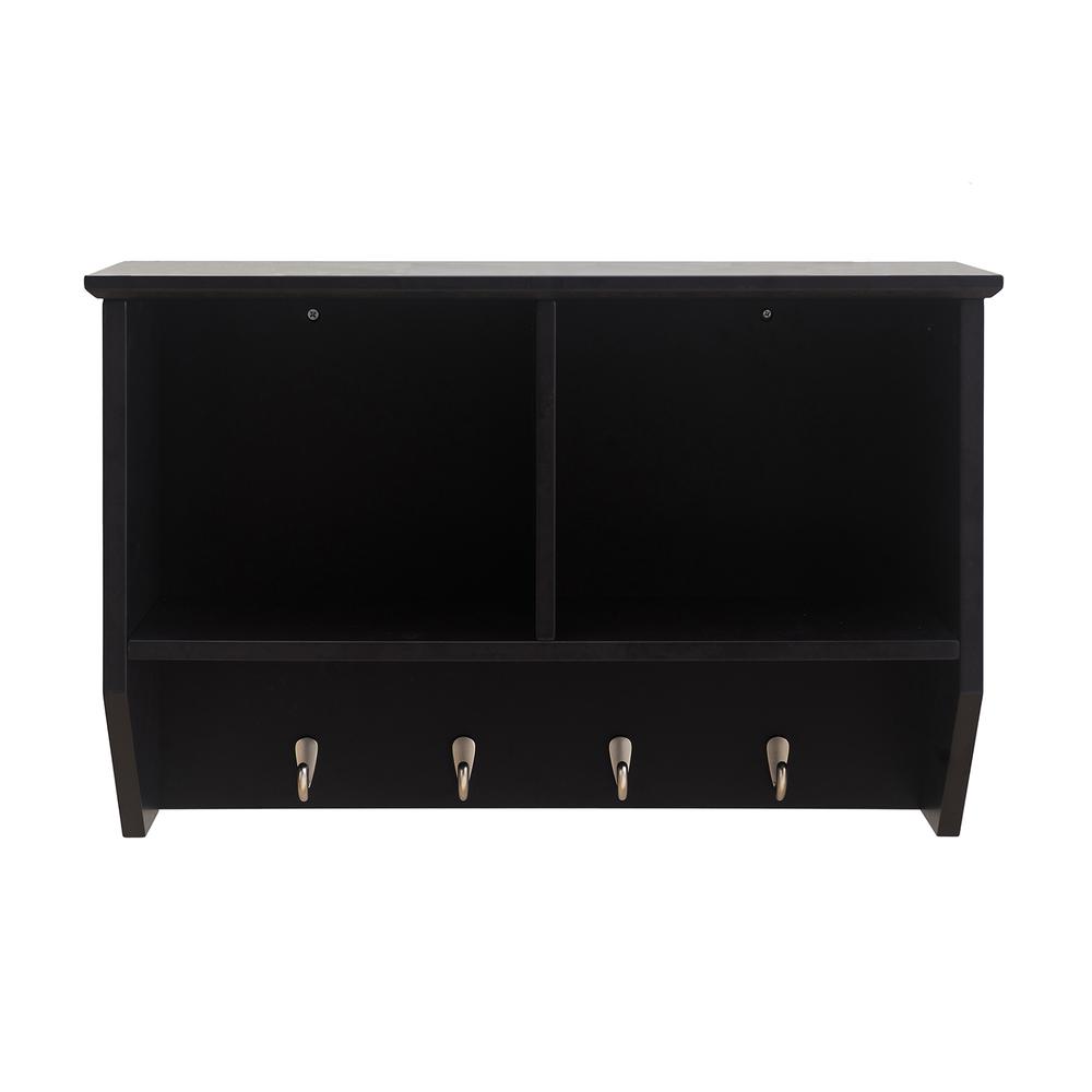 Sunjoy Black Hanging Storage Wall Shelf with Hooks. Picture 2