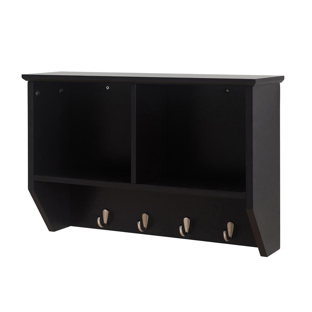 Sunjoy Black Hanging Storage Wall Shelf with Hooks. Picture 3
