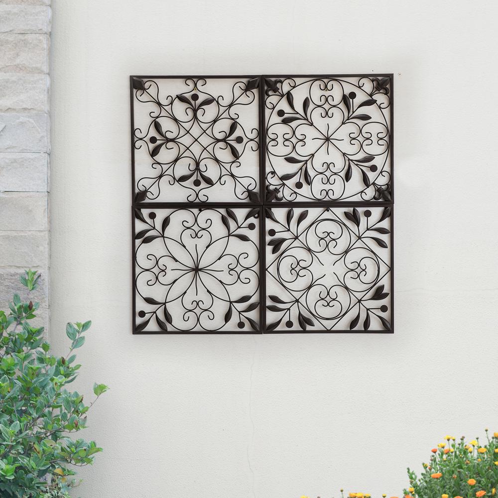 Sunjoy 4-Panel Iron Wall Decor Indoor Outdoor Metal Decoration Wall Art. Picture 23