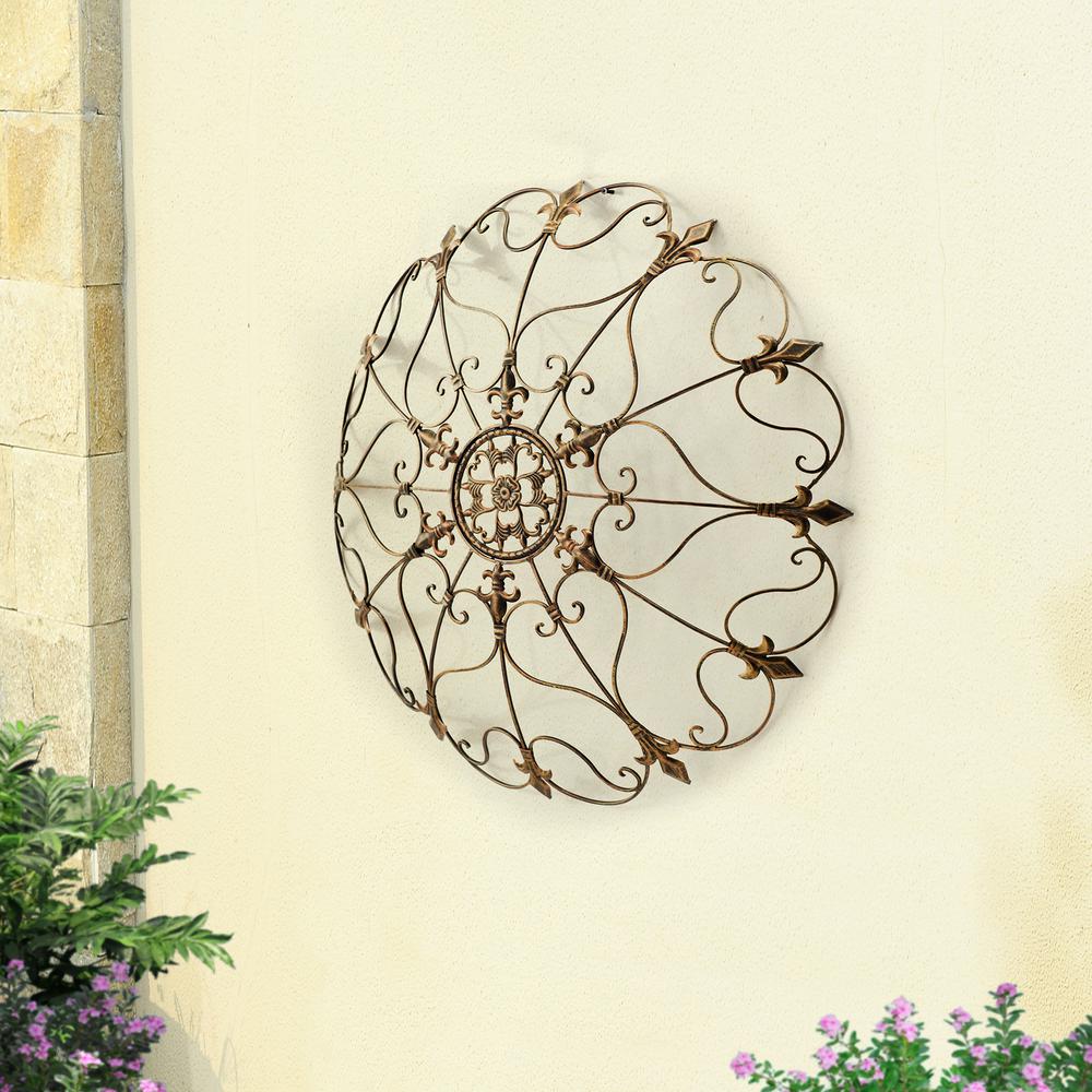 Sunjoy Gold Wall Decor Indoor Outdoor Distressed Decoration Metal Wall Art. Picture 10