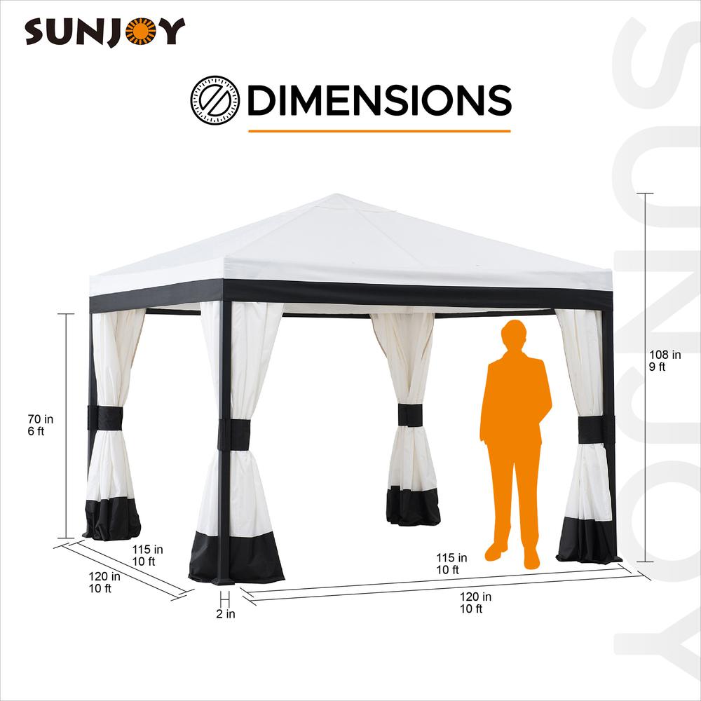 10 ft. x 10 ft. Black and White Steel Gazebo. Picture 2