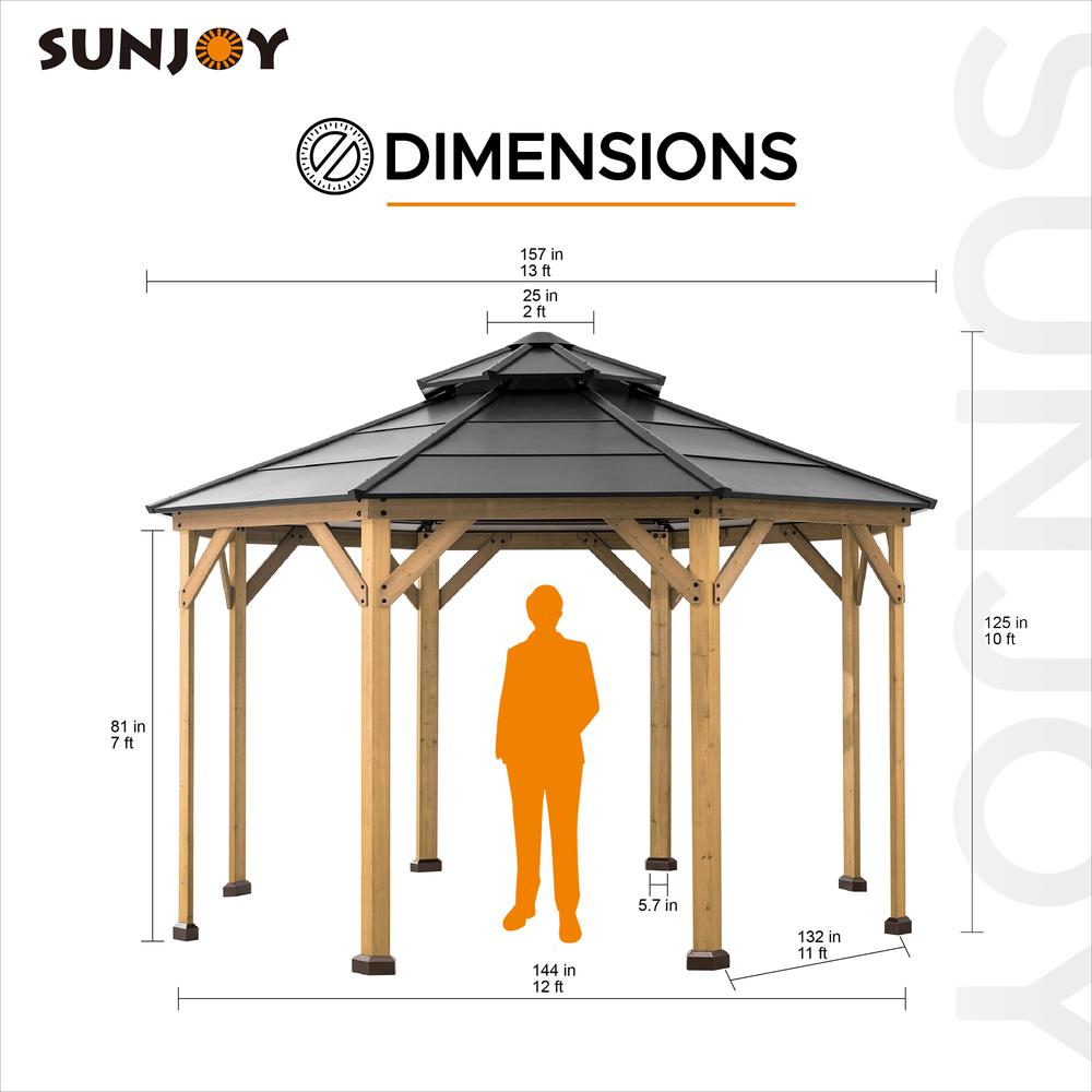 Ion Collection 13 x 13 ft. Cedar Framed Octagon Gazebo. Picture 15