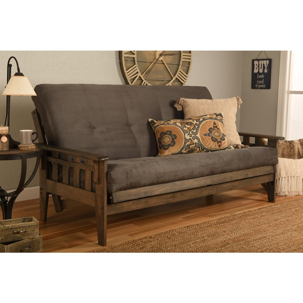 Tucson Frame-Rustic Walnut Finish-Suede Gray Mattress. Picture 4