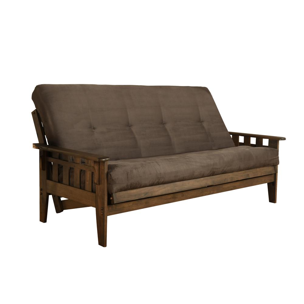 Tucson Frame-Rustic Walnut Finish-Suede Gray Mattress. Picture 1
