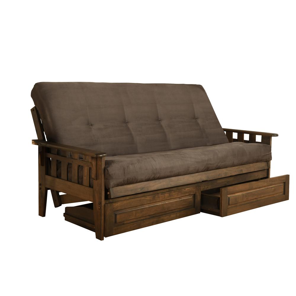 Tucson Frame-Rustic Walnut Finish-Suede Gray Mattress. Picture 2