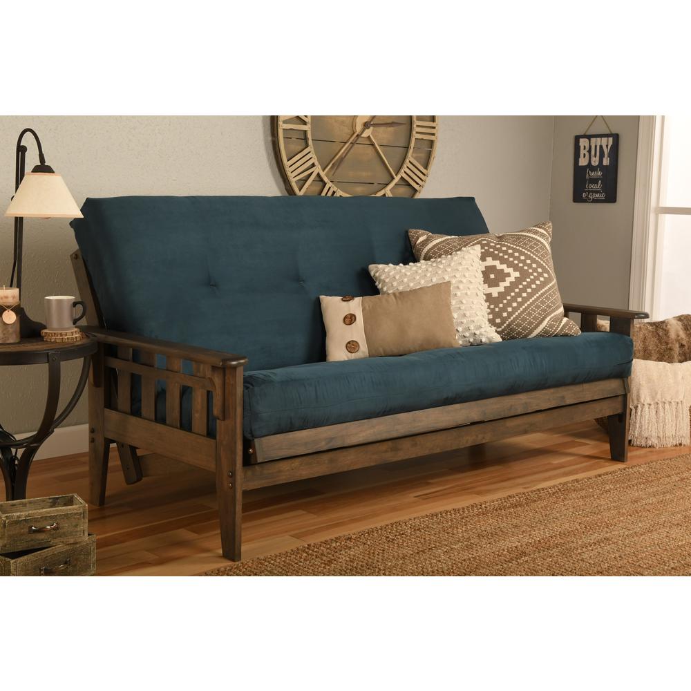 Tucson Frame-Rustic Walnut Finish-Suede Navy Mattress. Picture 4