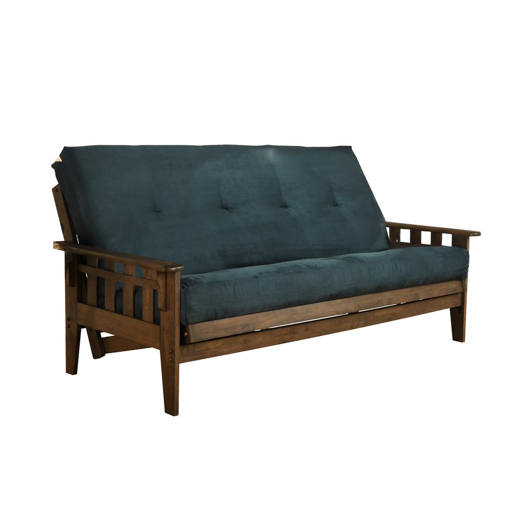 Tucson Frame-Rustic Walnut Finish-Suede Navy Mattress. The main picture.