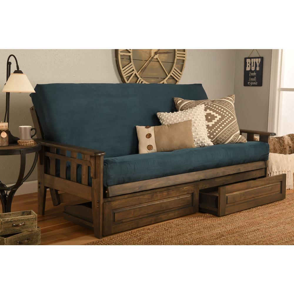 Tucson Frame-Rustic Walnut Finish-Suede Navy Mattress. Picture 5
