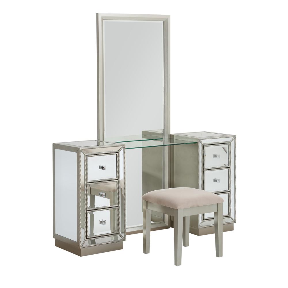Six Drawer Console w/ Mirror & Stool - 2 Cartons, 13718. Picture 1