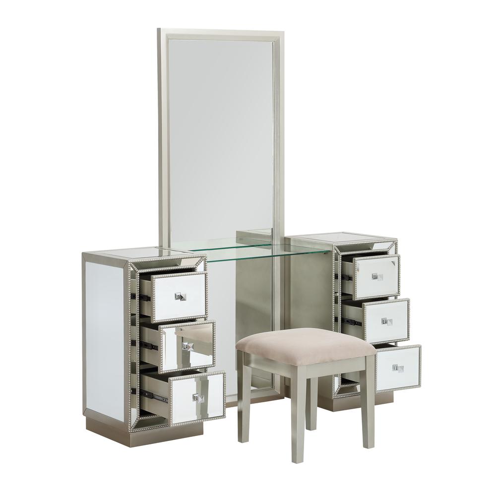 Six Drawer Console w/ Mirror & Stool - 2 Cartons, 13718. Picture 3