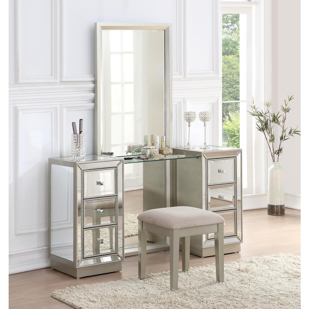 Six Drawer Console w/ Mirror & Stool - 2 Cartons, 13718. Picture 4