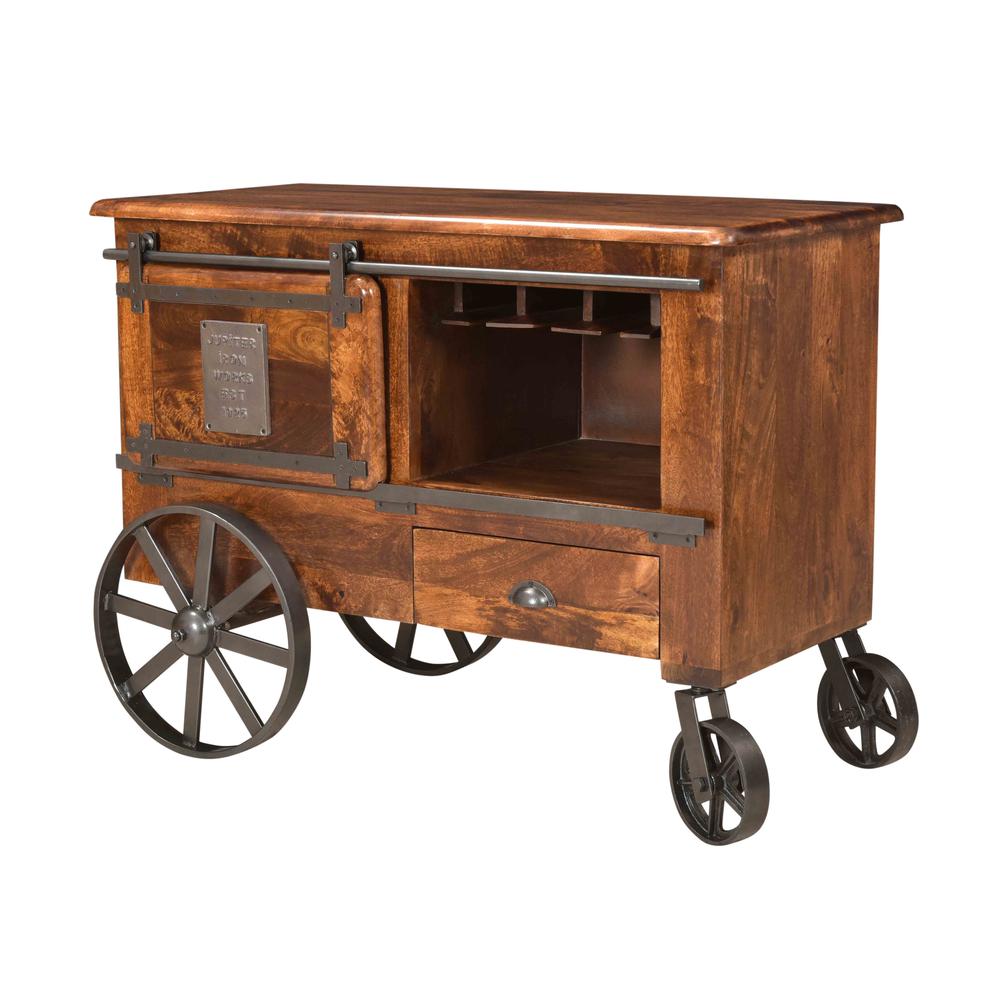 Two Door One Drawer Wine Cart, 37127. Picture 2