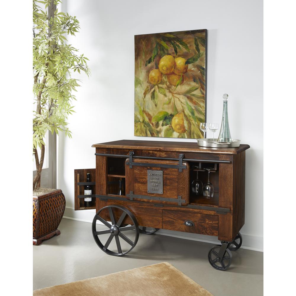 Two Door One Drawer Wine Cart, 37127. Picture 6